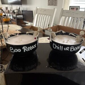 Skeleton-Themed Black Candle Set